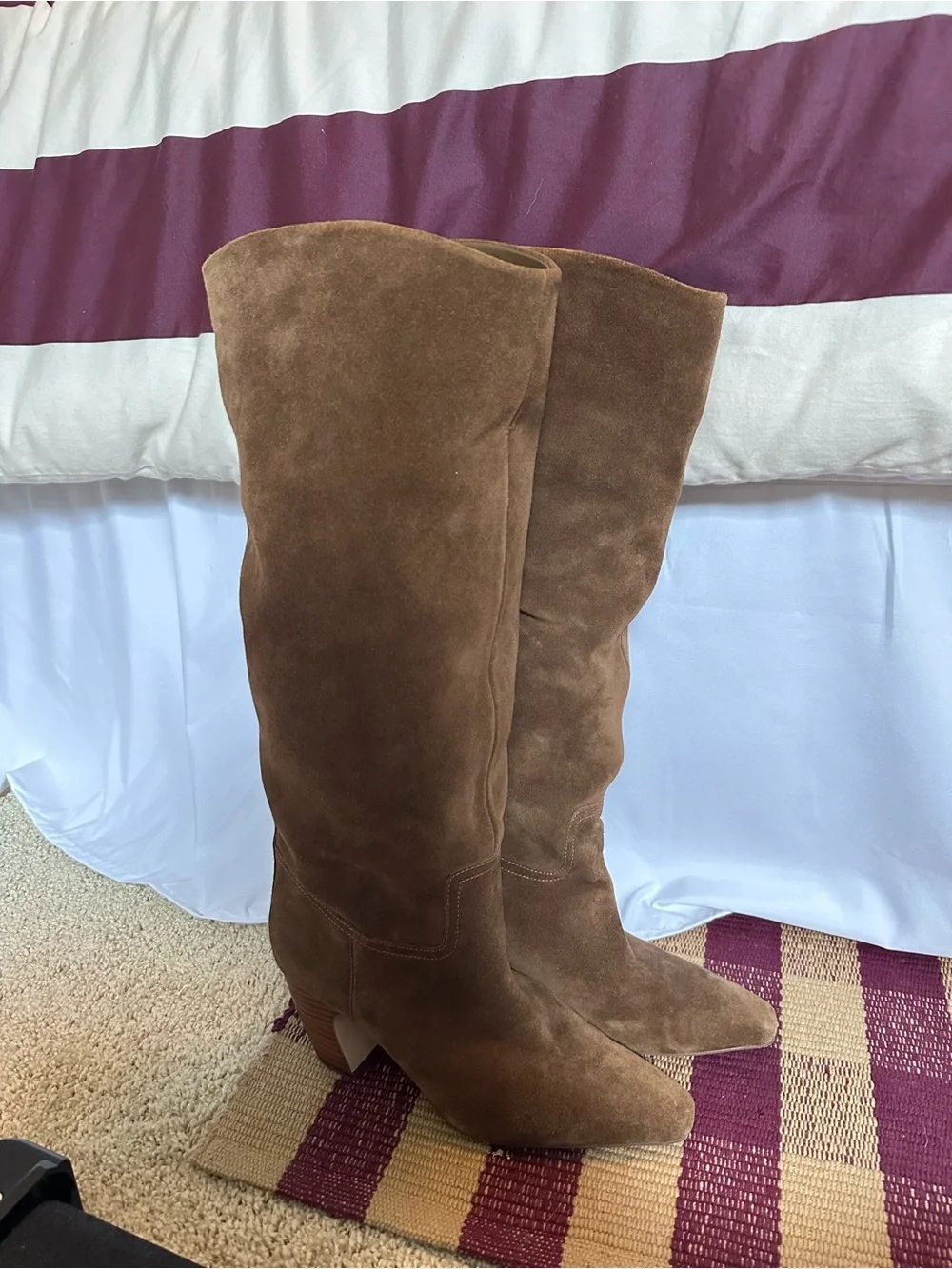 Brown Suede Knee-High Boots - wide calf sizing - Vince Camuto Cristen